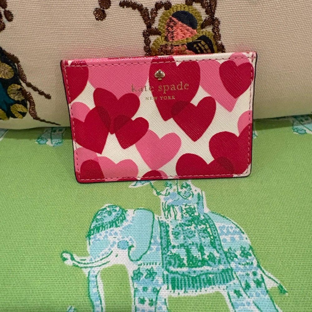 Kate Spade Red and Pink Heart Card Holder - Valentines Novelty